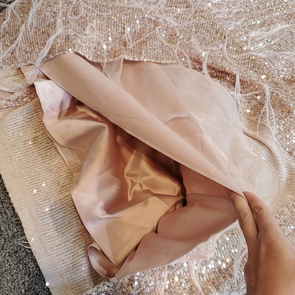 ANTONIO MELANI xNicola Bathie Nicola Sequin Belted Feathered A-Line 0 dress - Picture 14 of 16